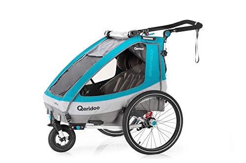 Qeridoo Sportrex2 (2020/2021) Fahrradanhänger 2 Kinder, einstellbare Federung - Petrol