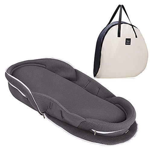 Bebamour Babybett Faltbare Wiege für das Bett Bionic Reisebett Womb-Like Protector Baby Kuschelnest Bett Babyschlafsack für 0-36 Monate (Grau)