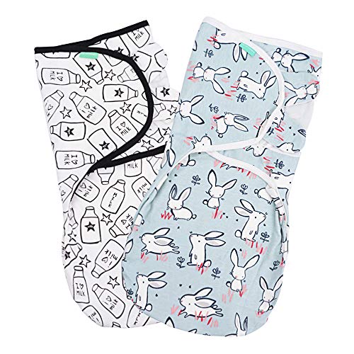 Lekebaby Pucksack Baby - 2er Pack Universal Verstellbare Schlafsack Decke für Säuglinge Babys Neugeborene 3-6 Monate Unisex,Baumwollgewebe Stoff für EIN weiches und warmes Schlaferlebnis,1.0 TOG